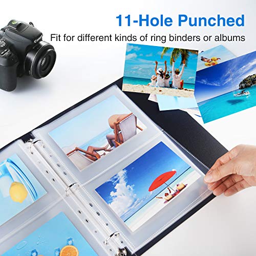 Sooez 30 Pack 5x7 Photo Sleeves for 3 Ring Binder, Hold 120 Pictures | Heavy Duty Plastic Binder Sleeves, Photo Album Refill Pages, Acid Free Archival Page Protector, Binder Inserts for Postcard - size: 5x7" 2-Pocket
