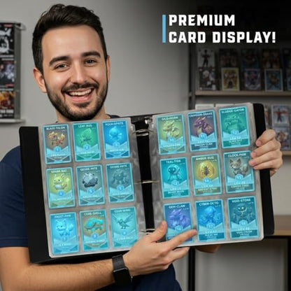 CardGuard Premium 3” Trading Card Binder – 100 Side-Loading Pages 9 Pocket Binder - Archival Safe 3-Ring Storage for Pokémon, YuGiOh, MTG, TCG, Game & Sports Cards