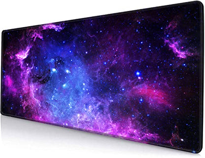 Gaming Mouse Pad, Large Mouse Pads for Desk, Non-Slip Rubber Base Mousepad, Keyboard Mouse Mat Desk Pad with Stitched Edges, 31.5x11.8 inch Galaxy - color: 02 Galaxy