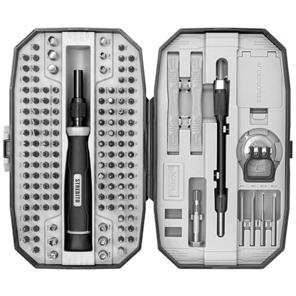 STREBITO 153 in 1 Small Magnetic Screwdriver Set, Precision Screwdriver set | 140 Precision Bits, Practical Accessories, Compact Case, Electronics Tool Kit for Computer, PC, Laptop, PS5, Xbox, Jewelers - color: Grey