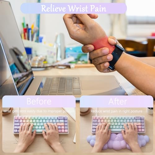 Cloud Mouse Pad Keyboard Wrist Rest 4PCS Extended Large Galaxy Stars Desk Mat Pad Set Memory Foam Non-Slip Cute Ergonomic Gaming Mouse Pad Wrist Support for Computer Home Office Purple Blue - color: 4pcs Purple Blue