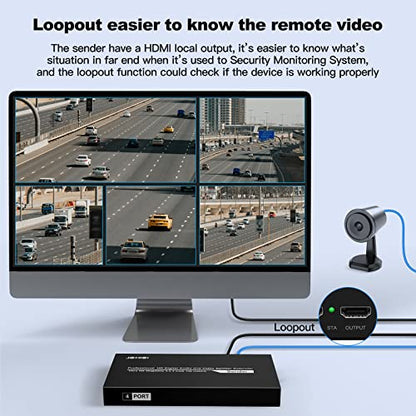 HDMI Extender Splitter 1 x 4, JCHICI 4K@30Hz 100M(328fts) HDMI Splitter with Loopout and EDID Copy Function, Lossless Transmission and Zero Latency, Support 3D - size: HDMI Extender Splitter 1 x 4