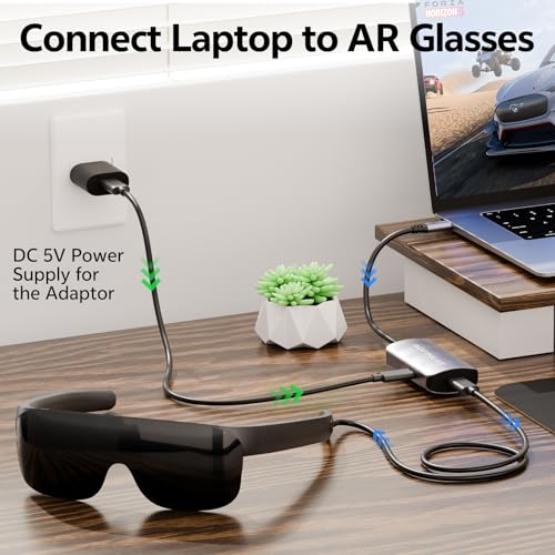 HDMI to USB C Adapter for AR Glasses - 4K@60Hz 2K@120Hz HDMI Source to USB-C Display, Aluminum Housing, for PS5, Xbox, Switch, Laptop, Fire TV Stick to XREAL, Rokid, RayNeo, Viture, Portable Monitor
