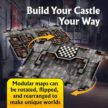 Arcknight The Graystone Castle Roleplaying Battlemaps; 16 Modular RPG Maps in 8 Double-Sided Pages, 1" Square Grid, Modular & Versatile Design for Tabletop Gaming - for D&D, Pathfinder and More - style: Graystone Castle