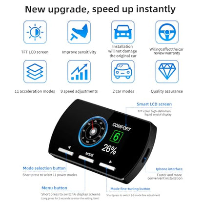 Throttle Response Controller 9 Drive Modes Throttle Controller Electronic Pedal Accelerator Compatible with Dodge Challenger Charger RAM, Jeep Wrangler JK Cherokee KK Liberty, Chrysler 300 Crossfire - size: 807
