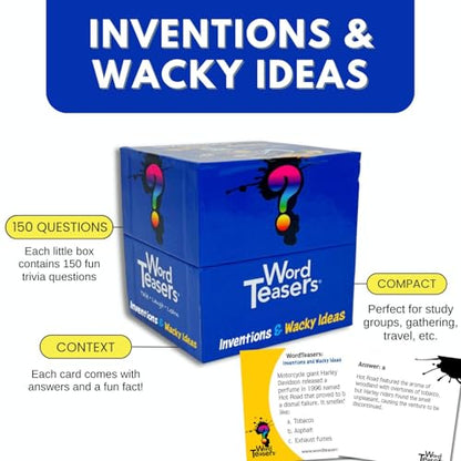 ? WORD TEASERS Inventions & Wacky Ideas - Family Trivia Card Game for Kids & Adults – Quiz Game for Game Night - 150 Question Cards