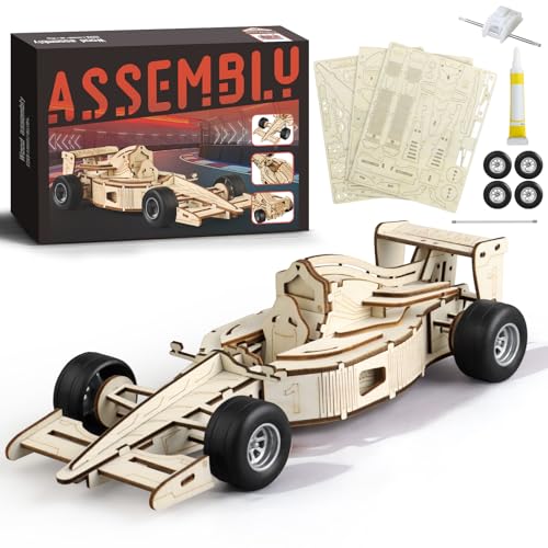3D Wooden Puzzles for Adults, Formula 1 Racing Car Kit 66pcs | 3D Wood Pull Back Toys Model Car Kits for Adults to Build, Suitable for Beginners, Birthday Gift for 14+ Teen Boy Men Seniors