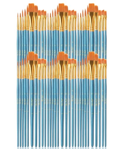 Mr. Pen- Acrylic Paint Brushes Set, 60 Pack, Round & Pointed Tip | Nylon Hair Artist Brushes Bulk for Watercolor, Oil, Rock, Face, Nail, Miniature, Canvas, Detailing, Drawing, Art Supplies - color: Blue, size: 60 Pcs