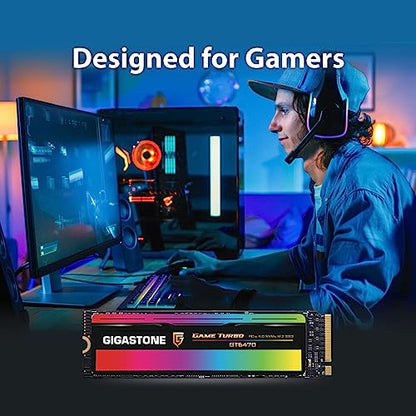 Gigastone Game Turbo PCIe Gen4x4 SSD 500GB, Speed Up to 7,000MB/s with SLC Caching Gaming/PC/Desktop/Laptop 5-Year Warranty M.2 NVMe PCIe 4.0 2280 Internal Solid State Drive - color: 500GB GAME TURBO PCIe 4.0 SSD 1-Pack