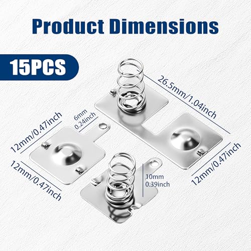 15Pairs Battery Springs, AA Battery Contacts Plate, 12x11 & 12x28mm | Nickel-plated Negative to Positive Conversion, For Battery Charger Remote Control