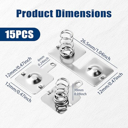 15Pairs Battery Springs, AA Battery Contacts Plate, 12x11 & 12x28mm | Nickel-plated Negative to Positive Conversion, For Battery Charger Remote Control