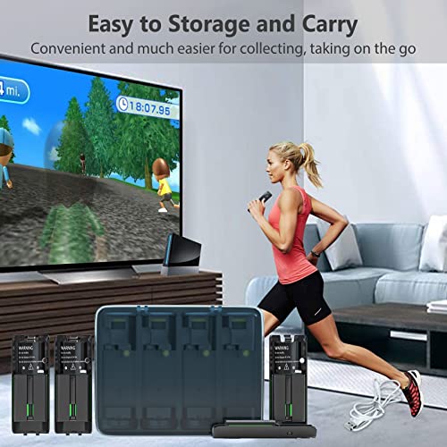 Battery Charger for Wii & Wii U Remote Controller,4pcs 2800mAh NiMH Rechargeable Battery Packs with 4-in-1 Charging Station for Wii & Wii U Game Remote [ Latest Upgrade Version]-Black - color: Black