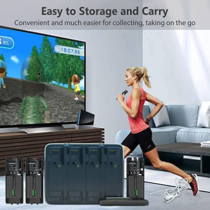 Battery Charger for Wii & Wii U Remote Controller,4pcs 2800mAh NiMH Rechargeable Battery Packs with 4-in-1 Charging Station for Wii & Wii U Game Remote [ Latest Upgrade Version]-Black - color: Black