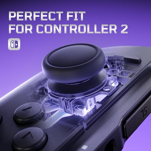 eXtremeRate Replacement 3D Joystick & Thumb Grips & Side Rail Shell Buttons for Nintendo Switch 2 JoyCon, Console Rail Stickers Controller Left Right Analog Stick Thumbsticks Caps for Switch 2 - Black - color: Black