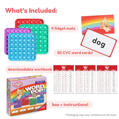 The Fidget Game Word Pop CVC Word Games for Kids 4-6 | Learn to Read in Weeks, Multisensory Reading & Phonics, Interactive Board Game, Pre Kindergarten to 1st Grade