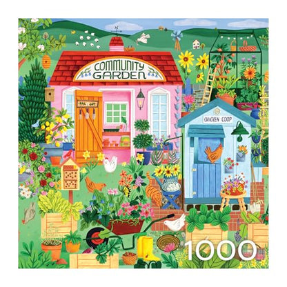 RoseArt Hobby Haven Community Garden 1000 Piece Jigsaw Puzzle | 19.25" x 26.625" Finished Size, Fully Interlocking Pieces, Bonus Poster Included, Made in USA - style: Community Garden