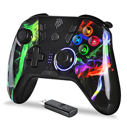 EasySMX PC Wireless Controller, Gaming Controller for Computer,Laptop,PS3,Android TV BOX, Nintendo Switch and Tesla with Turbo, Dual Vibration and 4 Programmable Keys, Battery Up to 14 Hours - color: watercolor