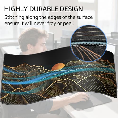 KTRIO Large Gaming Mouse Pad, Desk Mat, 31.5 x 15.7 in, Bright Rise, XXL | Smooth Micro-Weave Surface, Artistic Pattern Design, Non-Slip Rubber Base, Durable Stitched Edges, Office & Home Use - color: Bright Rise, size: 31.5l X 15.7w Inches