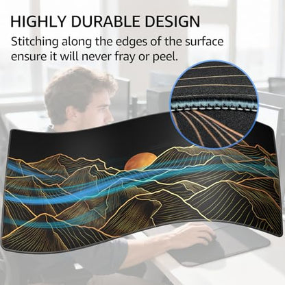 KTRIO Large Gaming Mouse Pad, Desk Mat, 31.5 x 15.7 in, Bright Rise, XXL | Smooth Micro-Weave Surface, Artistic Pattern Design, Non-Slip Rubber Base, Durable Stitched Edges, Office & Home Use - color: Bright Rise, size: 31.5l X 15.7w Inches