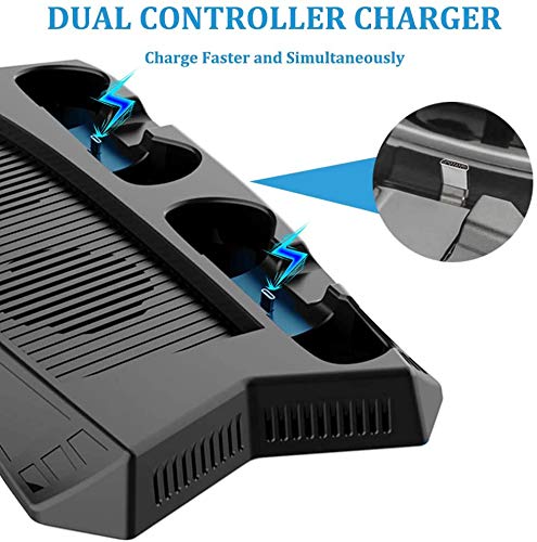 Vertical Stand Charging Station with Cooling Fan for Play Station 5 | Dual Controller Charging Station Horizontal Organizer with 3 USB Hub for Dual Sense 5& PS 5 Digital Edition