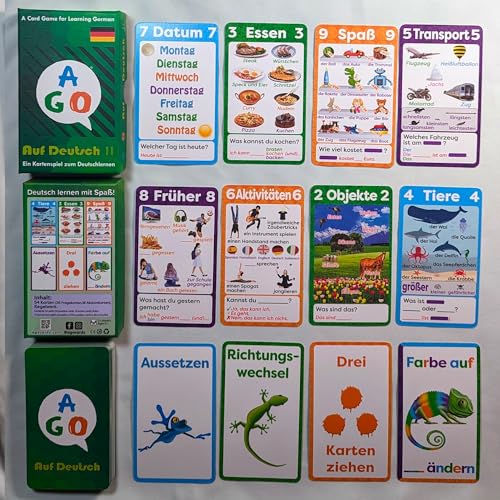 AGO Auf Deutsch 2 Card Game (Deluxe Edition): Learn German The Fun Way! - Boost Vocabulary & Grammar Skills - Learning for All Ages! - style: AGO Auf Deutsch 2 (deluxe edition)