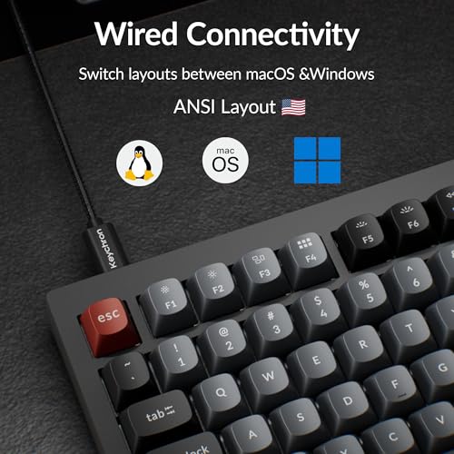 Keychron V1 8K Custom Mechanical Keyboard, 75% Wired Layout, Ultra-Low Latency 8000Hz, QMK Programmable, Hot-Swappable Brown Switches, RGB, for Gamers and Typists, Compatible with Mac/Windows/Linux - color: Keychron Brown Switch