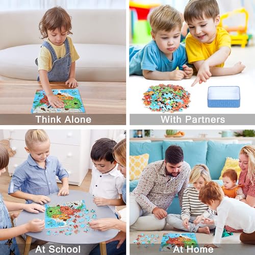 LELEMON Puzzles for Kids Ages 4-6,Animal Map 100 Piece Puzzles for Kids Ages 4-8 in a Metal Box, Educational Jigsaw Puzzles 100 Piece Puzzle Games Puzzle Toys for Girls and Boys - color: Animal Map