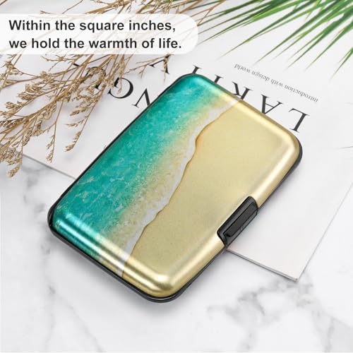 Mini RFID Aluminum Wallet Credit Cards Holder Business Card Case Metal ID Case for Men Women（Beach - color: Beach