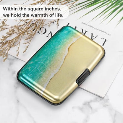Mini RFID Aluminum Wallet Credit Cards Holder Business Card Case Metal ID Case for Men Women（Beach - color: Beach