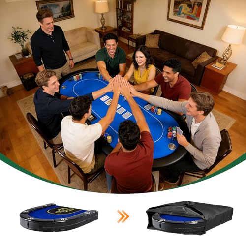 8 Player Poker Table Storage Bag, Carry Case for 72" Folding Table | Bags for 71" / 72"-Oval Folding Poker Tables for Large Moving, 600D Portable Protective Covers - Black 37 x 37 x 5.9 Inch - size: 37" x 37" x 5.9"