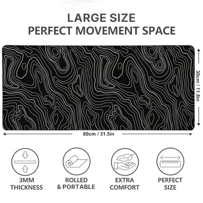 Desk Mat Gaming Mouse Pads – Midnight Topography, Large 31.5 x 11.80 Inch Extended Gaming Mouse Pad, Large Desk Mat, Non-Slip Backing with Ultra-Smooth Surface for Gaming, Office & Home Desk - color: Midnight Topography, size: Large