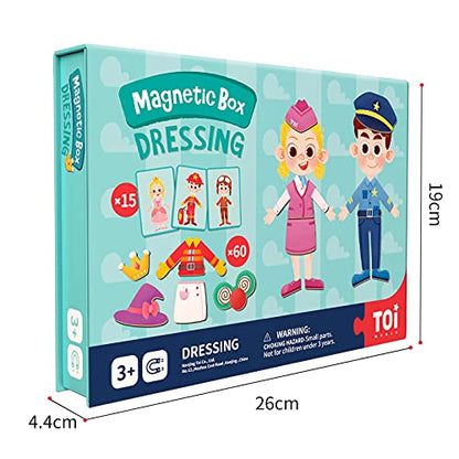 TOI Kid Magnet Toys Magnetic Jigsaw Puzzle for Kids Ages 3-5, Dressing | Portable Travel Puzzle, Toddler Magnetibook with Game Board, Preschool Educational Game, Home School Tabletop Activity Gift - style: Dressing