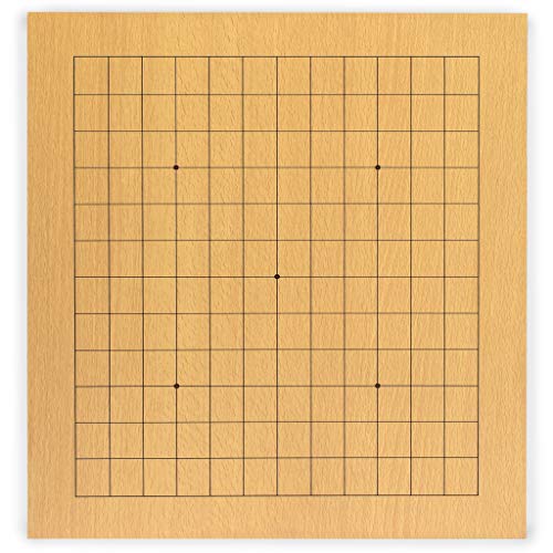 Yellow Mountain Imports Beechwood Veneer (0.4-Inch) Etched Beginner's Reversible 9x9/13x13 Go Game Set Board with Double Convex Melamine Stones - Classic Strategy Board Game (Baduk/Weiqi)