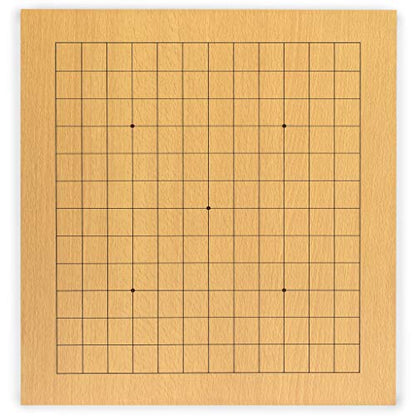 Yellow Mountain Imports Beechwood Veneer (0.4-Inch) Etched Beginner's Reversible 9x9/13x13 Go Game Set Board with Double Convex Melamine Stones - Classic Strategy Board Game (Baduk/Weiqi)