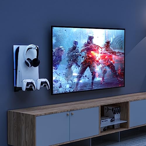 NexiGo Wall Mount Kit with Charging Station for PS5 and PS5 Slim/Pro Versions, Dual Controller Chargers, Steel Wall Stand, and Headphone Hanger - Compatible with PlayStation 5 (Disc & Digital) - style: PS5 Gen 1