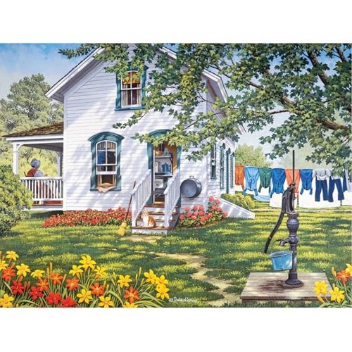 Bits and Pieces 500 Piece Jigsaw Puzzles for Adults, Large 18x24 Inch | Summer Kitchen, Americana Country Farmhouse, Random Die Cut Pieces, No False Fits - size: 500 Piece Puzzle