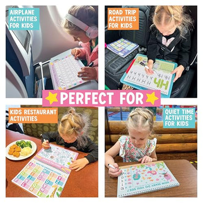 Hadley Designs Preschool Learning Activities - ABC Tracing Books for Kids Ages 3-5, Reusable Letter Tracing for Kids, Wipe Clean Preschool Workbooks, Learn to Write Dry Erase Writing Practice for Kids
