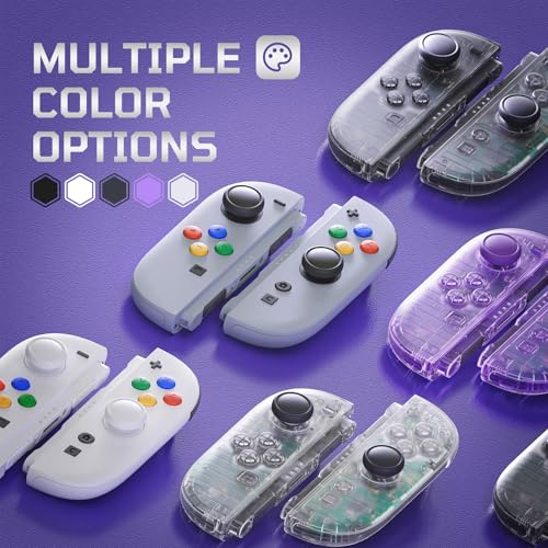 eXtremeRate Replacement 3D Joystick & Thumb Grips & Side Rail Shell Buttons for Nintendo Switch 2 JoyCon, Console Rail Stickers Left Right Analog Stick Thumbsticks Cap for Switch 2 - Clear Slate Black - color: Clear Slate Black