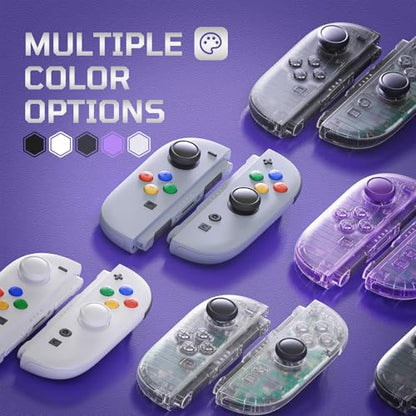 eXtremeRate Replacement 3D Joystick & Thumb Grips & Side Rail Shell Buttons for Nintendo Switch 2 JoyCon, Console Rail Stickers Left Right Analog Stick Thumbsticks Cap for Switch 2 - Clear Slate Black - color: Clear Slate Black