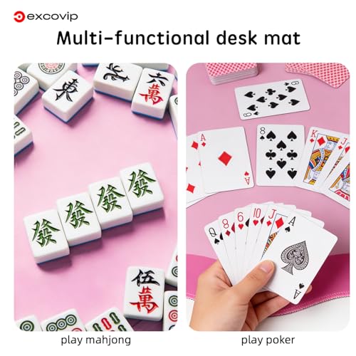excovip Pink Mahjong Mat for Table, 32.5" x 32.5" Non-Slip Noise Reduction Mahjong Mat for Gifts, Mahjong, Poker, Board Games, Dominoe 1073 - color: 32.5x32.5inch-pink