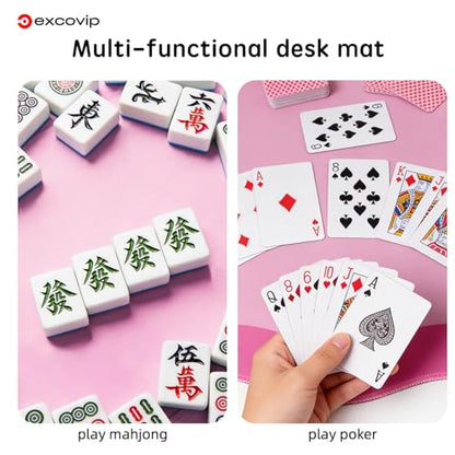 excovip Pink Mahjong Mat for Table, 32.5" x 32.5" Non-Slip Noise Reduction Mahjong Mat for Gifts, Mahjong, Poker, Board Games, Dominoe 1073 - color: 32.5x32.5inch-pink
