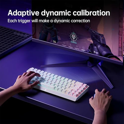 MCHOSE ACE 68 Magnetic Switch RGB Gaming Keyboard,60% Hall Effect Rapid Trigger Adjustable Actuation Hot Swappable Wired Mechanical Keyboard 8K Hz Polling Rate for PC/Mac Gamer (White) - color: White-Blue Ice Magnetic Switch
