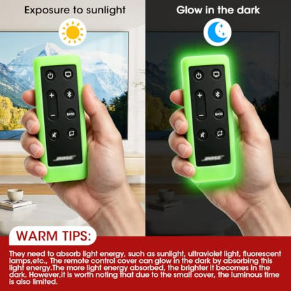 Case for Bose Solo 5 10 15 Series ii TV Remote,Silicone Cover for Bose Solo Cinemate Series II IIGS 1SR 10&15 Remote Controller Skin Protective Universal Replacement Sleeve Glow in The Dark-Glow Green - color: Glow Green