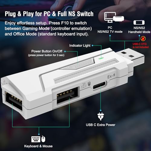 AX200 Keyboard and Mouse Adapter for PC, Keyboard Adapter Compatible with Nintendo Switch & PC, AX200 Converter for Playing FPS/TPS Games, App Customize Recoil, Smart Rocker, Aim Assist, Sensitivity