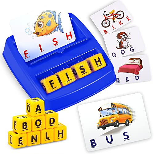 Fenikso Matching Letter Game, Alphabet Spelling & Reading Words, Objects & Color Recognition, Early Learning Educational Toy for Preschool & Kindergarten Kids Over 3-8 Years Old, Best Gifts - color: Blue