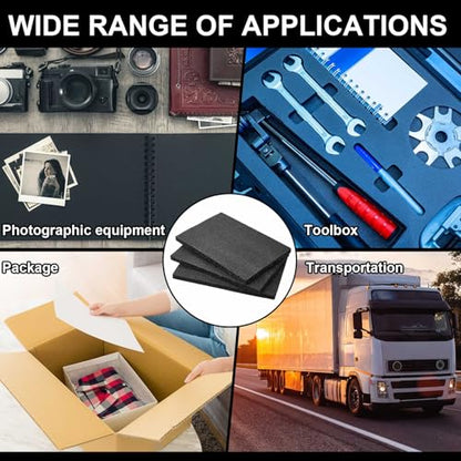 Frienda 4 Pcs 12" x 8" x 1.5" Polyethylene Foam Sheet Thick Black Packing Foam Padding Customizable PE Board Cushion Inserts for Cases Craft Shipping Moving DIY Projects Toolbox Storage - size: 12 x 8 x 1.5 inches