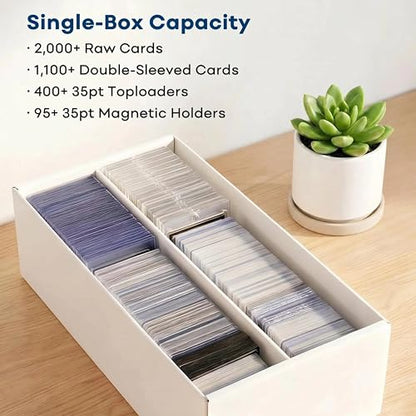 Trading Card Storage Box for MTG TCG Sports Card Collection, 2 Row Cardboard Top loader Storage Box, Bulk Card Storage, 2 Sets