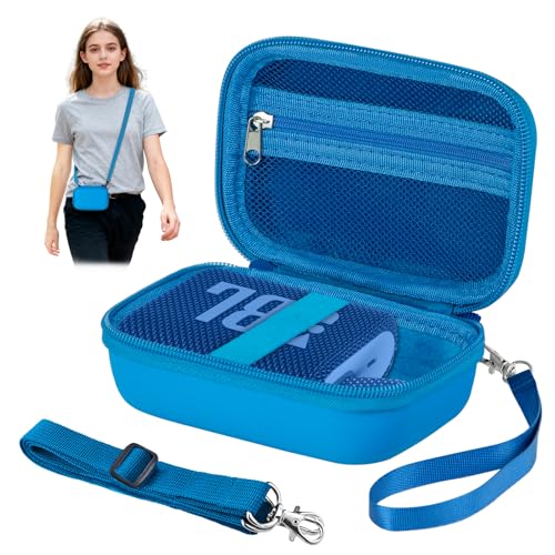 Portable Hard EVA Case for JBL Go 3, 3 Eco and Go 4, Waterproof & Shockproof Bluetooth Speaker Case with 63'' Adjustable Strap, Travel Carrying Cases for Outdoor, Camping or Beach - Blue - color: Blue