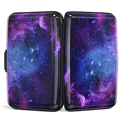 Credit Card Holder, Mini Aluminum Card Wallet RFID Blocking Slim Metal Hard Card Case for Women Men, Galaxy - color: Galaxy