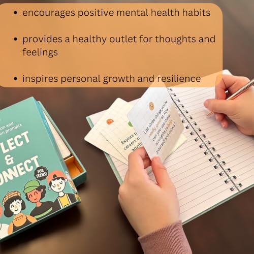 Conversation Cards for Teens – Motivational & Affirmation Quote Deck with Journal Prompts, Double-Sided with Display Stand | Therapy & Classroom Supplies for Teachers, Counselors & Parents